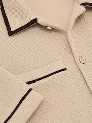 Reiss Stone Weaver Textured Piped Short-Sleeve Shirt - Image 6 of 6