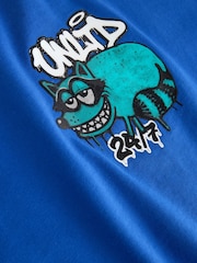 Cobalt Blue Racoon Relaxed Fit Graphic Long Sleeve Cotton T-Shirt (3-16yrs) - Image 3 of 4