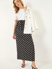 Roman Black Polka Dot Tie Maxi Skirt - Image 1 of 5