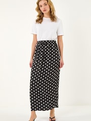 Roman Black Polka Dot Tie Maxi Skirt - Image 2 of 5