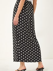 Roman Black Polka Dot Tie Maxi Skirt - Image 4 of 5