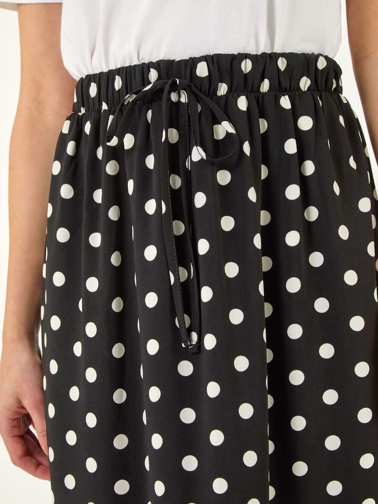 Roman Black Polka Dot Tie Maxi Skirt - Image 5 of 5