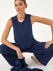 Roman Navy Buttoned Waistcoat - Image 1 of 5