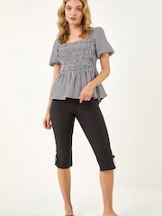 Roman Black Gingham Shirred Top - Image 2 of 5