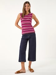 Roman Pink Shimmer Stripe Knit Vest - Image 2 of 5