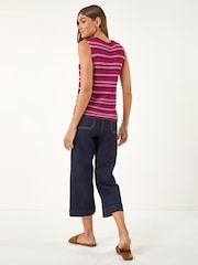 Roman Pink Shimmer Stripe Knit Vest - Image 3 of 5