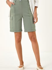 Roman Green Cargo Pocket Stretch Shorts - Image 1 of 5
