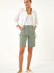 Roman Green Cargo Pocket Stretch Shorts - Image 3 of 5