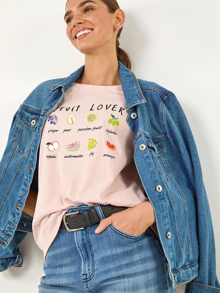 Roman Pink Fruit Print T-Shirt - Image 1 of 5