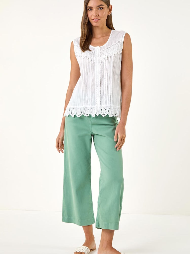 Roman White Cotton Lace Crinkle Blouse - Image 2 of 5