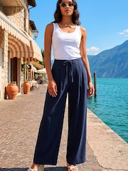 Roman Blue Fluid Tie Front Smart Trousers - Image 1 of 5