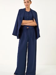 Roman Blue Fluid Tie Front Smart Trousers - Image 2 of 5