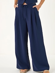 Roman Blue Fluid Tie Front Smart Trousers - Image 4 of 5