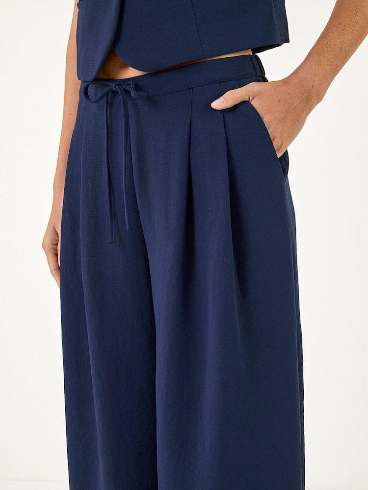 Roman Blue Fluid Tie Front Smart Trousers - Image 5 of 5