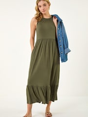 Roman Green Tiered Jersey Midi Dress - Image 2 of 6