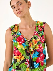 Roman Green Frill Front Tie Neck Tunic - Image 2 of 5