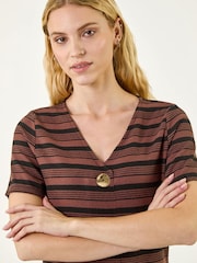 Roman Stripe Mock Button Top - Imagen 1 de 5