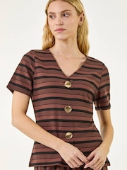 Roman Stripe Mock Button Top - Imagen 4 de 5
