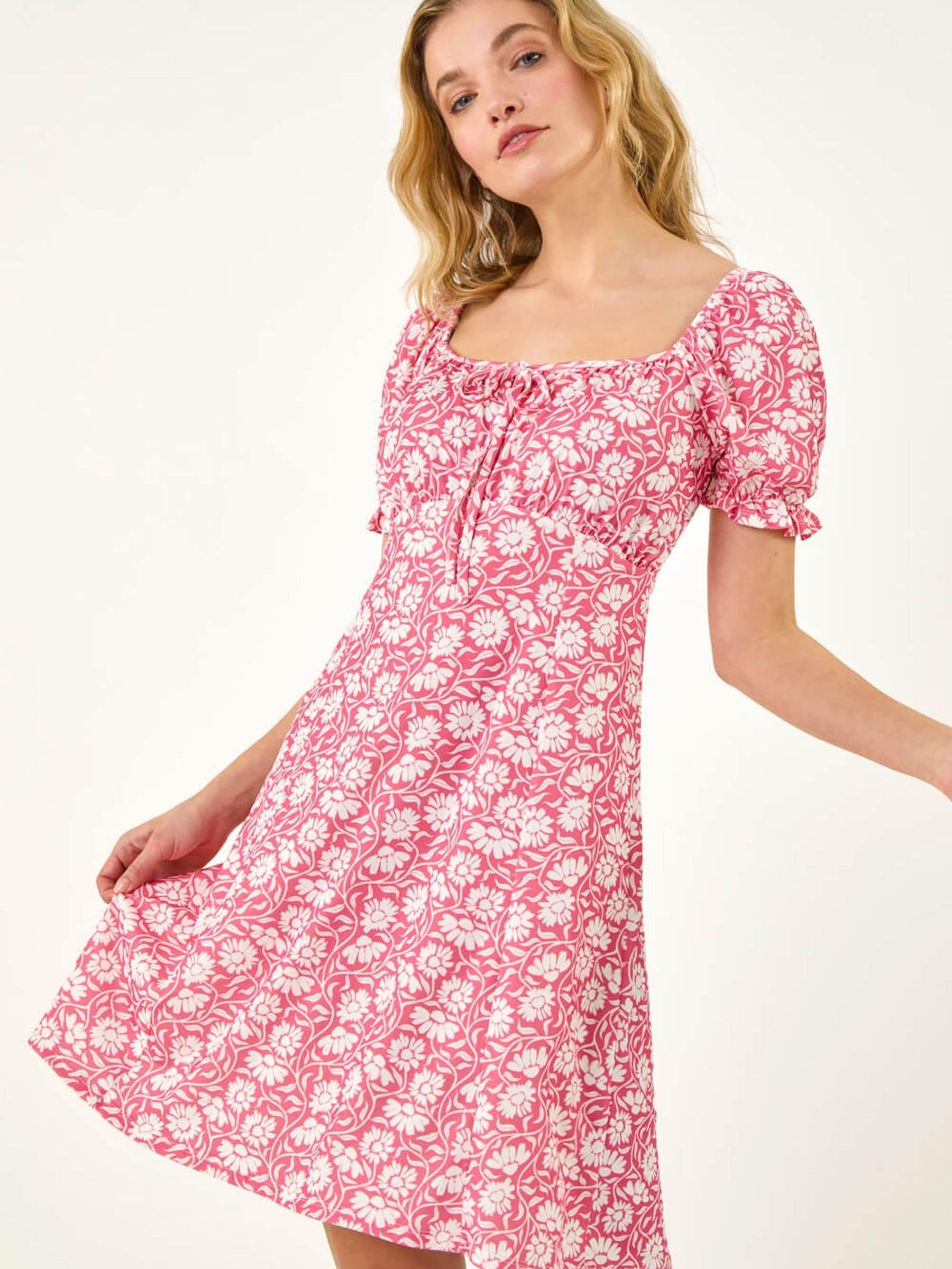 Roman Women's Pink Floral Tie Front Dress - Image 1