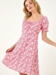 Roman Floral Tie Front Dress - Bild 1 von 5