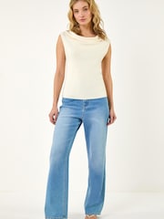 Roman Natural Knitted Cowl Neck Top - Image 2 of 5