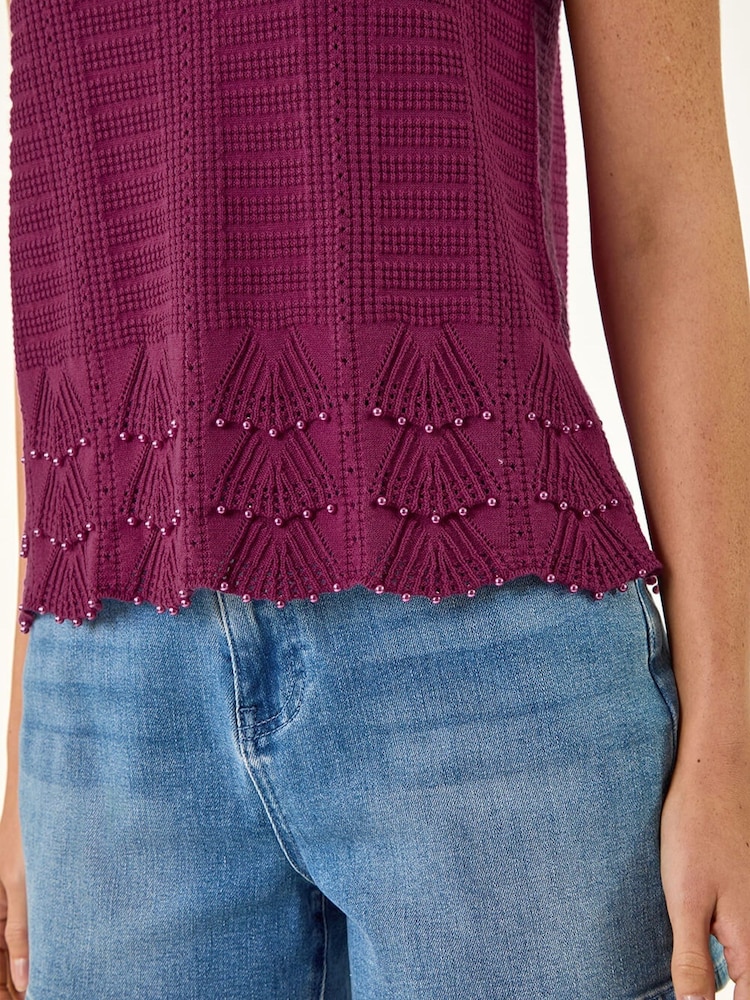 Roman Pearl Trim Knitted Vest - Imagen 5 de 5