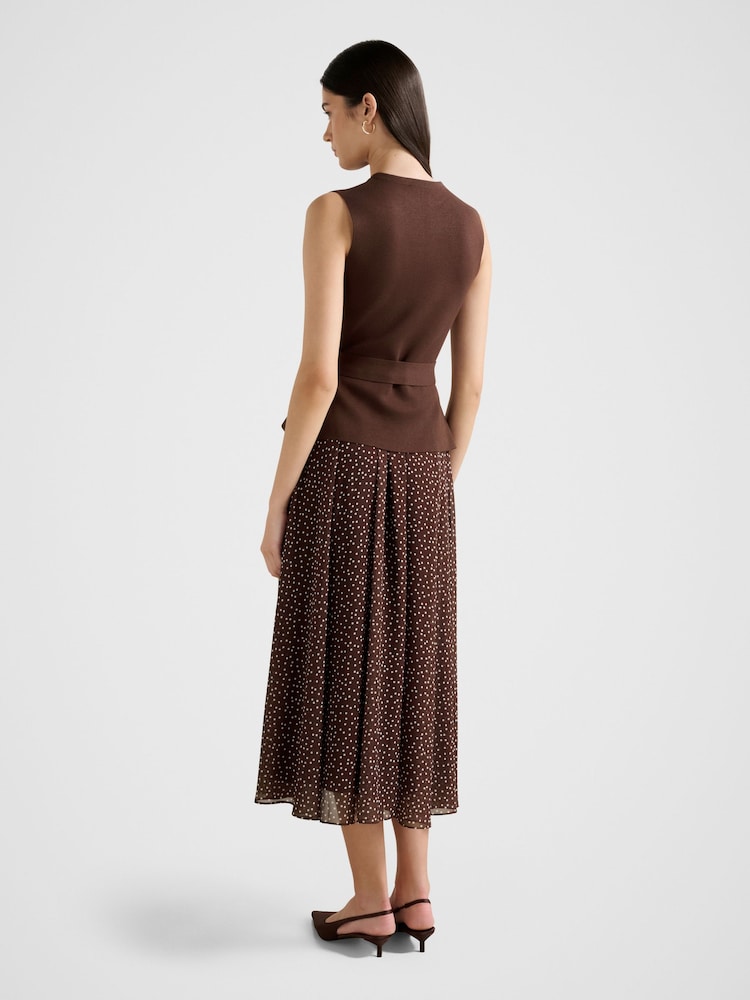 Forever New Brown Catherine Woven Mix Knitted Dress - Image 2 of 4