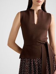 Forever New Brown Catherine Woven Mix Knitted Dress - Image 3 of 4