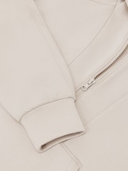 Reiss Stone Neutral Lockie Premium Interlock Half-Zip Hoodie - Image 6 of 6