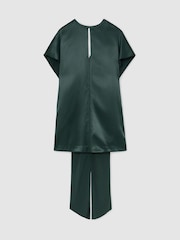 ירוק-ירוק טורקיז - Reiss Alice Satin Cape-Detail Mini Dress - תמונה 2 מתוך 7