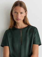 ירוק-ירוק טורקיז - Reiss Alice Satin Cape-Detail Mini Dress - תמונה 3 מתוך 7