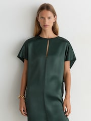 ירוק-ירוק טורקיז - Reiss Alice Satin Cape-Detail Mini Dress - תמונה 5 מתוך 7