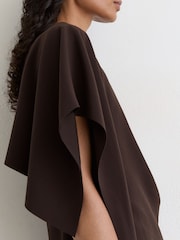 Reiss Grape Burgundy Athena Asymmetric Drape Mini Dress - Image 3 of 8