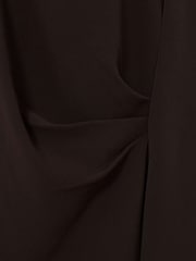 Reiss Grape Burgundy Athena Asymmetric Drape Mini Dress - Image 8 of 8