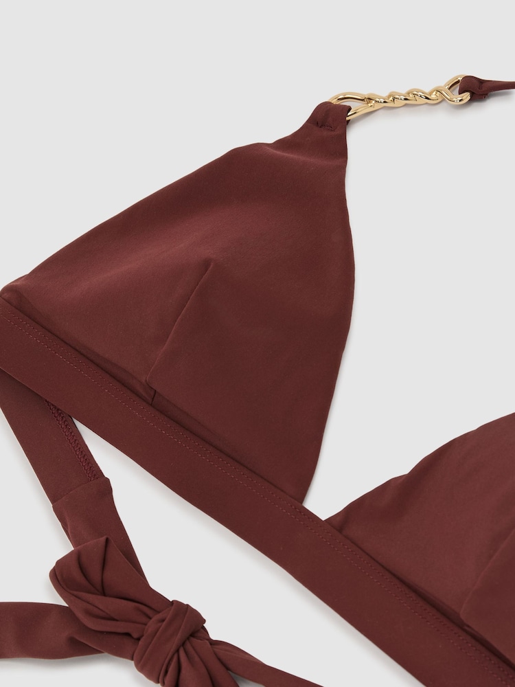 Reiss Rhubarb Red Ruby Triangle Hardware-Trim Bikini Top - Image 9 of 9 Reiss Rhubarb Red Ruby Triangle Hardware-Trim Bikini Top - Image 9 of 9