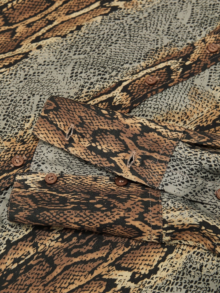 Reiss Neutral/Grey Lyla Snakeskin-Print Long-Sleeve Shirt - Image 7 of 7