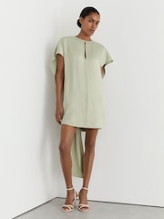 Reiss Silver Alice Satin Cape-Detail Mini Dress - Image 1 of 7