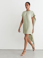 Reiss Silver Alice Satin Cape-Detail Mini Dress - Image 3 of 7