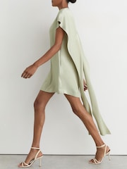 Reiss Silver Alice Satin Cape-Detail Mini Dress - Image 5 of 7