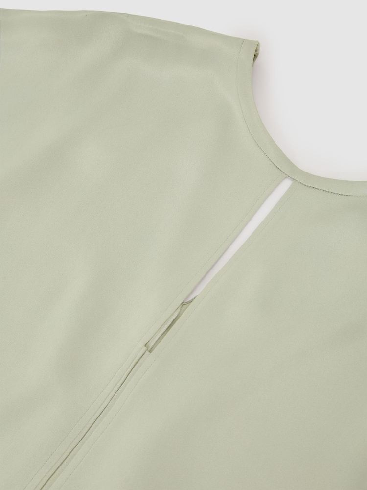 Reiss Silver Alice Satin Cape-Detail Mini Dress - Image 7 of 7 Reiss Silver Alice Satin Cape-Detail Mini Dress - Image 7 of 7