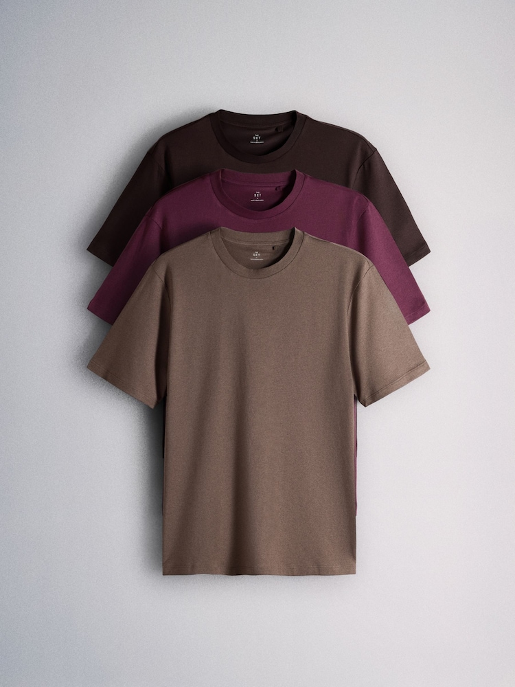 The Set 3 Pack Supima T-Shirts Brown - Image 1 of 6