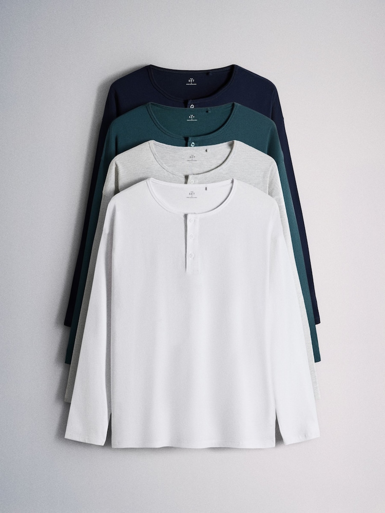 The Set 4PK Long Sleeve Henley Top - תמונה 1 מתוך 7