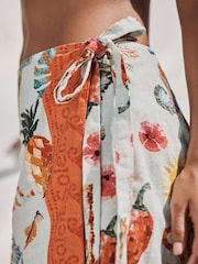Mosaic Conversational Print Wrap Mini Skirt - Image 7 of 7