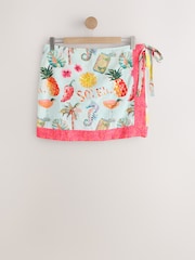 Mosaic Conversational Print Wrap Mini Skirt - Image 8 of 10