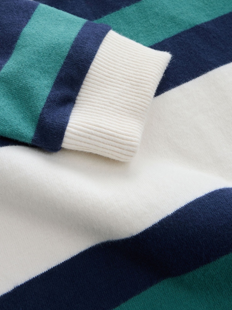 Green/Ecru Stripe Rugby Polo Shirt (3-16yrs) - Image 4 of 4 Green/Ecru Stripe Rugby Polo Shirt (3-16yrs) - Image 4 of 4