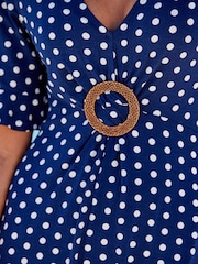 Sosandar Navy Spot Print Hoop Detail Dress - Image 5 of 5