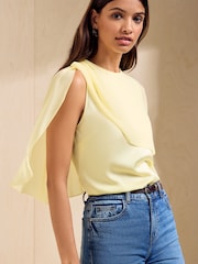 Friends Like These Yellow Layer Cape Detail Blouse - Image 3 of 6