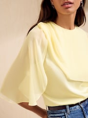 Friends Like These Yellow Layer Cape Detail Blouse - Image 4 of 6