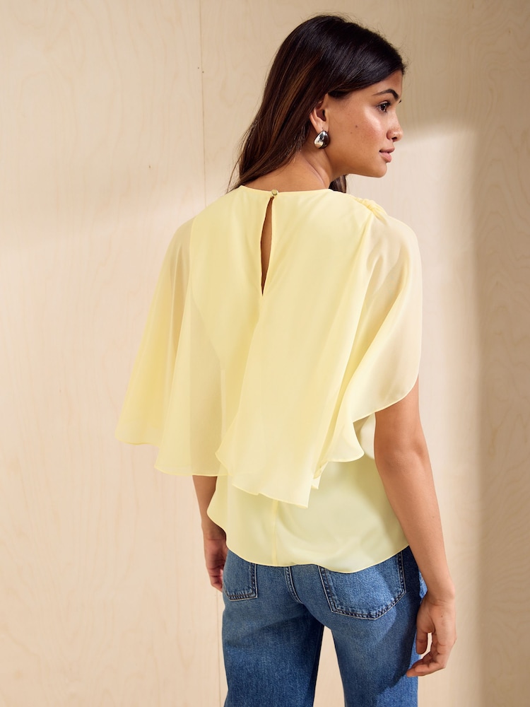 Friends Like These Yellow Layer Cape Detail Blouse - Image 6 of 6 Friends Like These Yellow Layer Cape Detail Blouse - Image 6 of 6