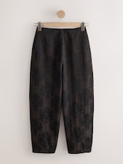 黑色 - Jacquard Barrel Leg Trousers - 圖片 5，共 7